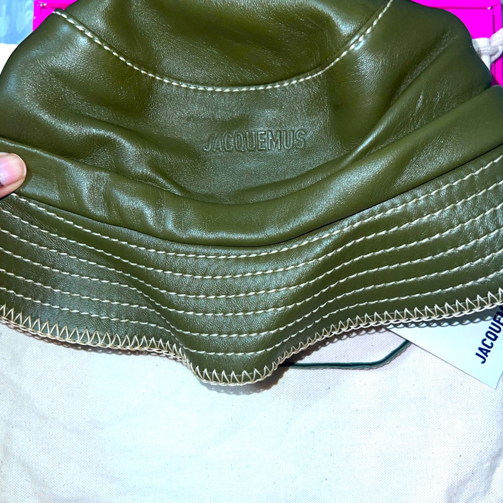 Jacquemus Khaki (Olive Green) Unisex Leather Bucket Hat